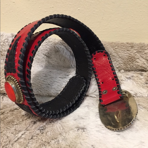 Stunning Unique Leather Belt With Natural Stones - Picture 6 of 8